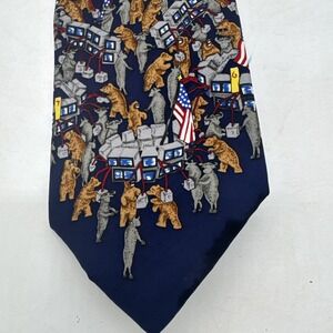 Alynn Neckwear Men's Stock Market Wall Street Bulls + Bears Silk Necktie Tie VTG